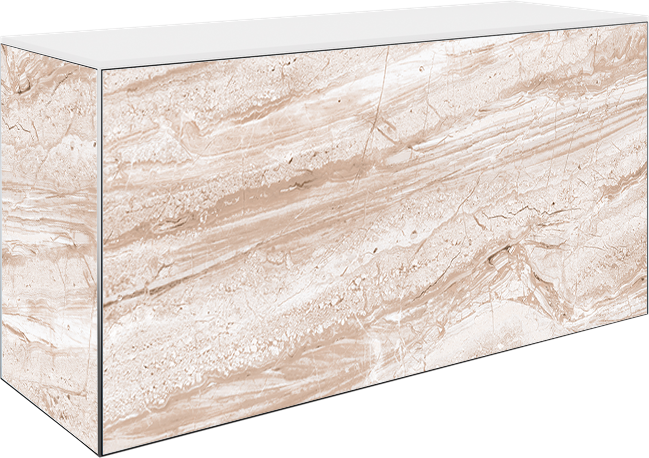 Art Series Food Station Counter - Stone Cinnamon Venato - White Top - 60 x 180 x 90cm H